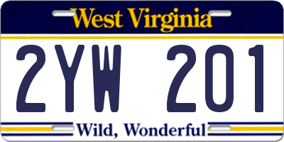 WV license plate 2YW201