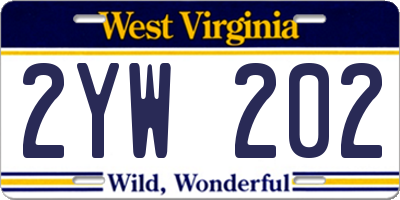 WV license plate 2YW202