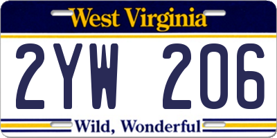 WV license plate 2YW206