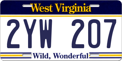 WV license plate 2YW207