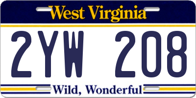 WV license plate 2YW208