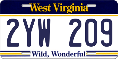 WV license plate 2YW209