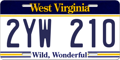 WV license plate 2YW210