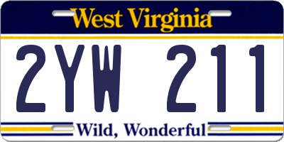 WV license plate 2YW211