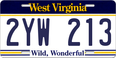 WV license plate 2YW213