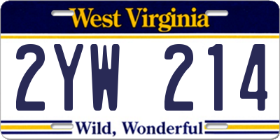 WV license plate 2YW214