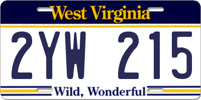 WV license plate 2YW215