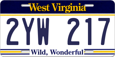 WV license plate 2YW217