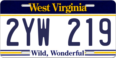 WV license plate 2YW219