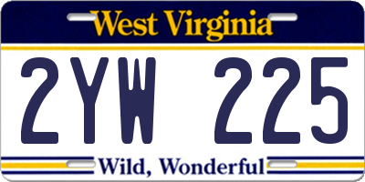 WV license plate 2YW225