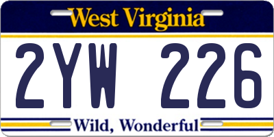 WV license plate 2YW226