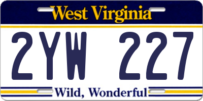 WV license plate 2YW227