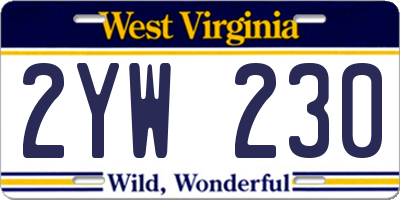 WV license plate 2YW230