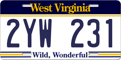 WV license plate 2YW231