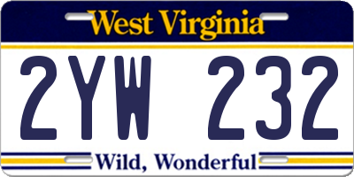 WV license plate 2YW232