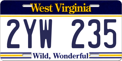 WV license plate 2YW235