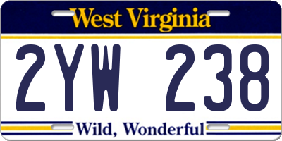 WV license plate 2YW238