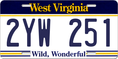 WV license plate 2YW251