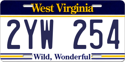 WV license plate 2YW254