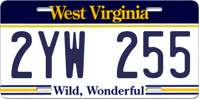 WV license plate 2YW255