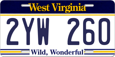 WV license plate 2YW260