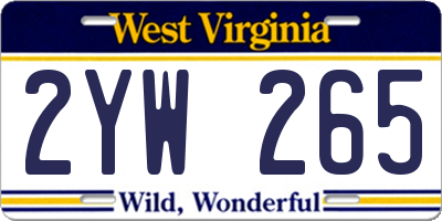 WV license plate 2YW265