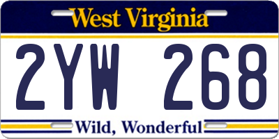 WV license plate 2YW268