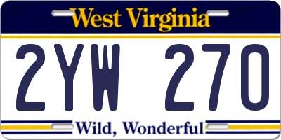 WV license plate 2YW270