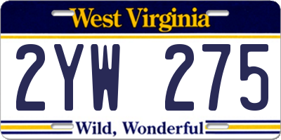 WV license plate 2YW275