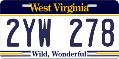 WV license plate 2YW278