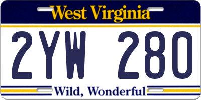 WV license plate 2YW280