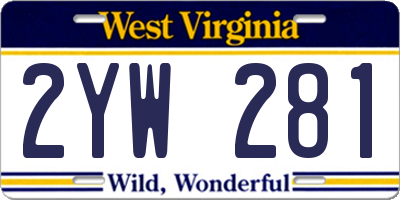 WV license plate 2YW281