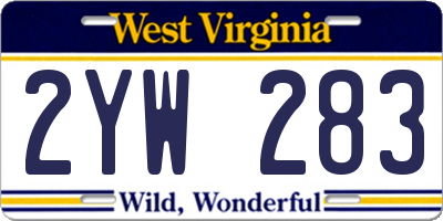 WV license plate 2YW283