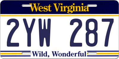 WV license plate 2YW287