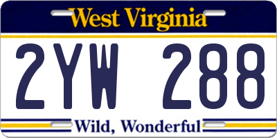 WV license plate 2YW288