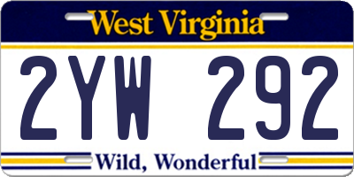 WV license plate 2YW292