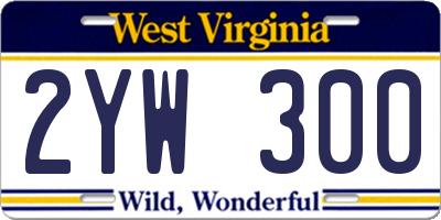WV license plate 2YW300