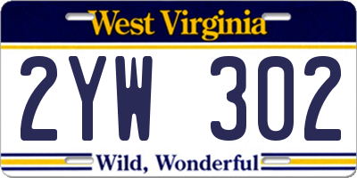 WV license plate 2YW302