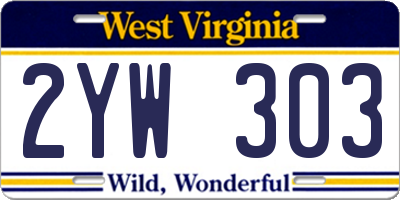 WV license plate 2YW303