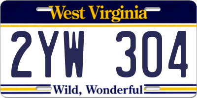 WV license plate 2YW304