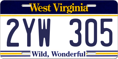 WV license plate 2YW305