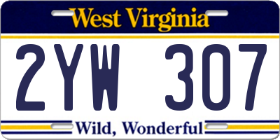 WV license plate 2YW307