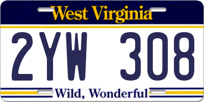 WV license plate 2YW308