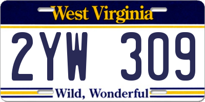 WV license plate 2YW309