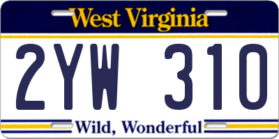 WV license plate 2YW310