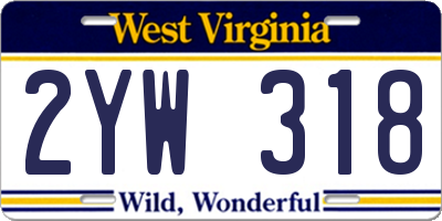 WV license plate 2YW318