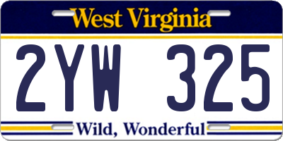 WV license plate 2YW325