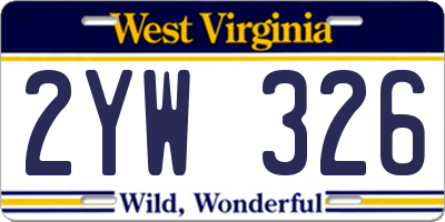 WV license plate 2YW326