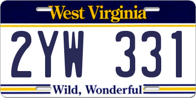 WV license plate 2YW331