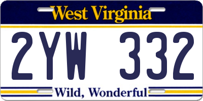 WV license plate 2YW332